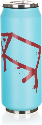 Termotaza con forma de lata 430 ml BE COOL PIG, acero inoxidable, azul