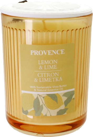 Vela en vaso de vidrio limón y lima amarilla 230 g