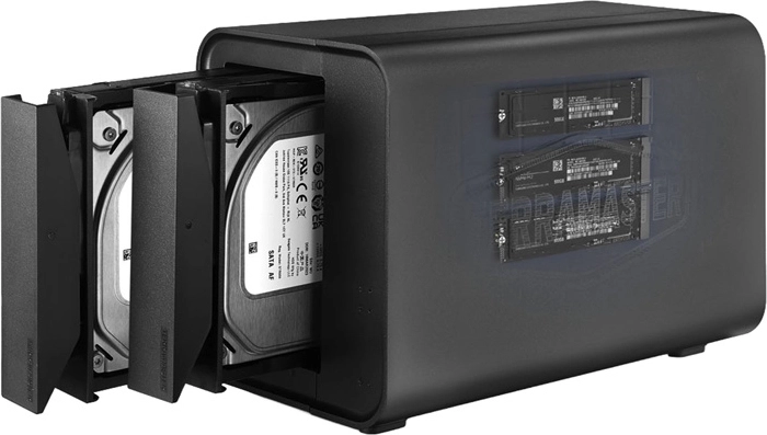 TerraMaster D5 Hybrid carcasa DAS externa compacta de 5 bahías para SATA y M.2 NVMe