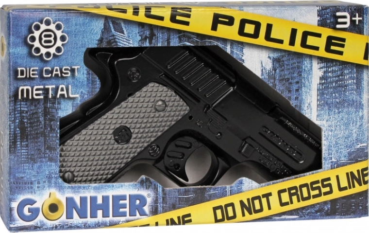 Pistola policial metálica de juguete para cápsulas, 8 disparos