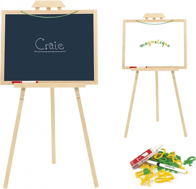 Jeujura caballete de madera con pizarra multifuncional