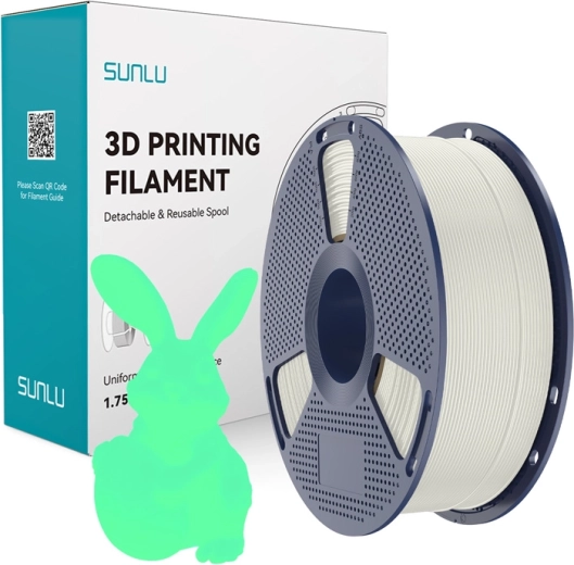 Filamento Sunlu PLA que brilla en la oscuridad blanco-verde