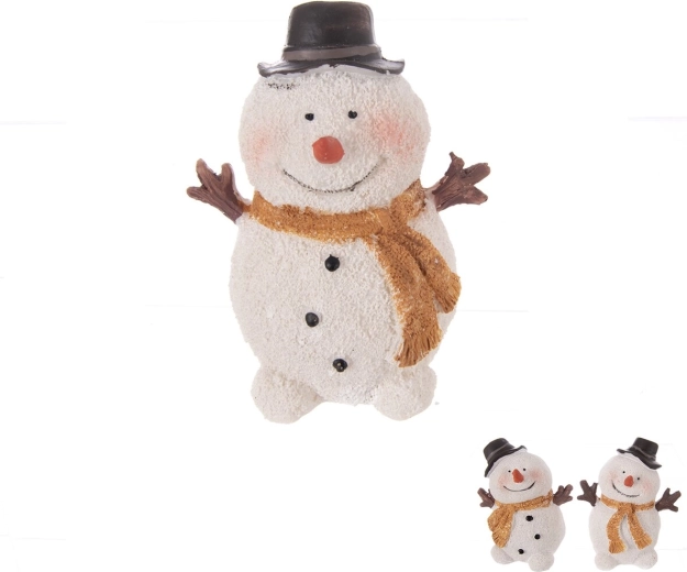 Decoración de muñeco de nieve de poliresina blanca (3 variantes)