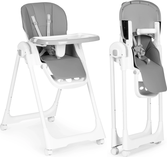 Trona infantil con altura ajustable, bandeja doble y tapizado de ecopiel ECOTOYS, gris oscuro