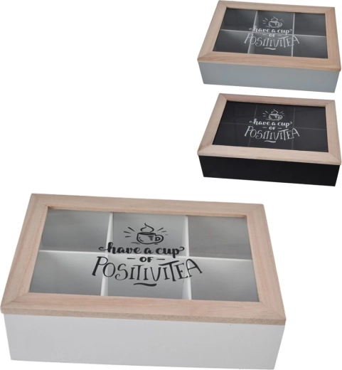 Caja de madera para té 24 × 17 × 7 cm (3 variantes)
