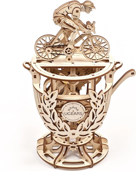 Rompecabezas 3D mecánico de madera UGEARS Ciclista – trofeo con mecanismo móvil