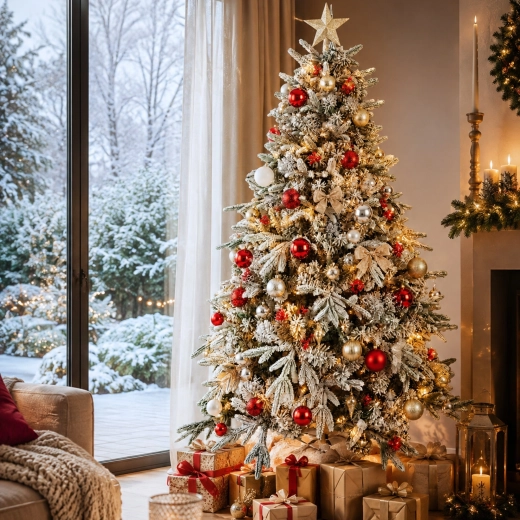 Árbol de Navidad artificial de abeto premium muy nevado 160 cm - 1 pieza