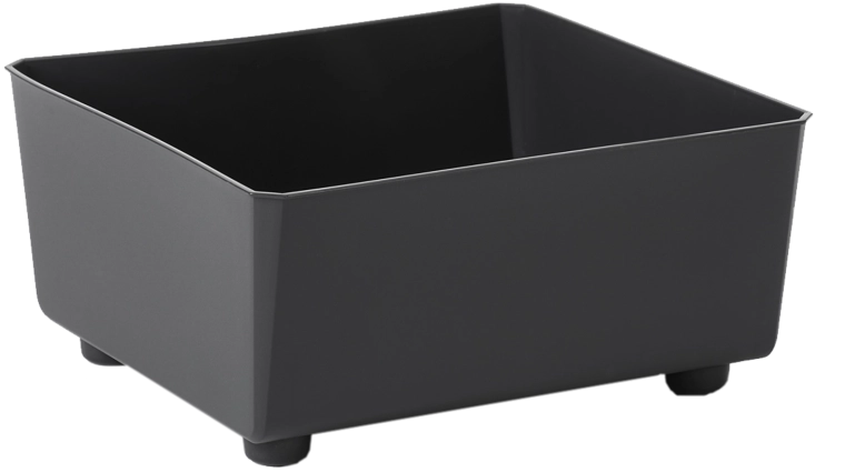 Maceta SAGA 285 × 285 mm negra de plástico reciclado