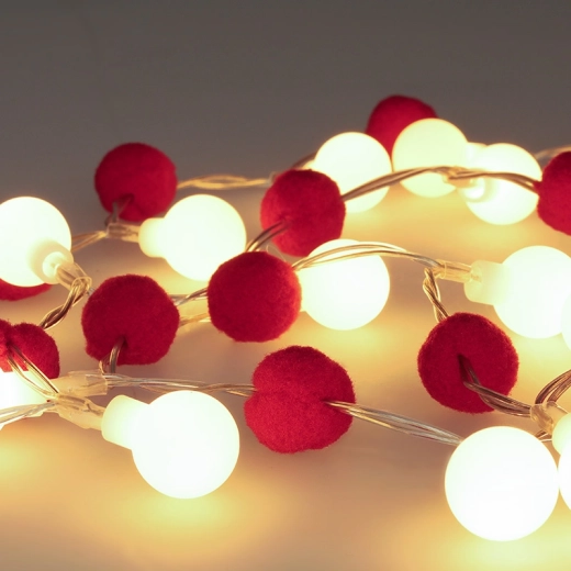 Solight cadena navideña LED con bolas rojas, 20 LED, 1,5 m, a pilas