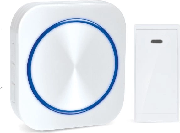 Timbre inalámbrico Solight para enchufe con botón sin pilas (código de aprendizaje), blanco