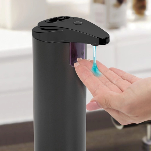 Dispensador automático de jabón líquido de 220 ml, negro mate