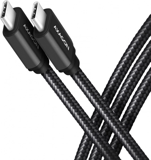 AXAGON cable USB‑C – USB‑C 3.2 gen 1, 2 m, PD 60 W, 3 A, de aluminio, trenzado, negro