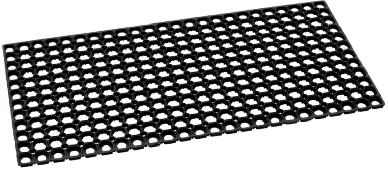 Alfombrilla de entrada de goma con diseño de panal, 50 × 100 cm, negra
