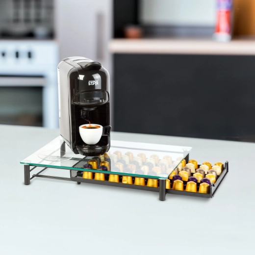 Soporte metálico para cápsulas de café Nespresso para 60 cápsulas, negro