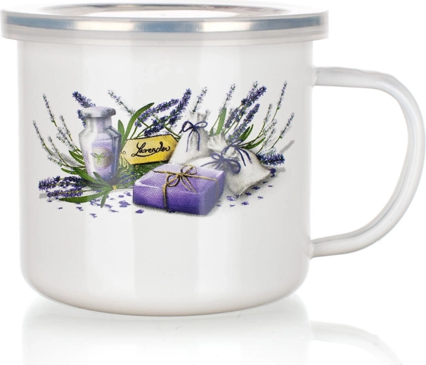 Taza esmaltada con tapa Lavender 0,5 l