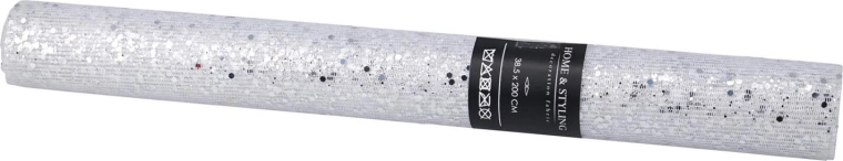 Malla decorativa con lentejuelas plateadas 38,5 × 200 cm