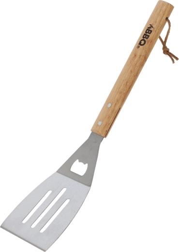 Espátula para barbacoa de acero inoxidable 46 cm con mango de madera