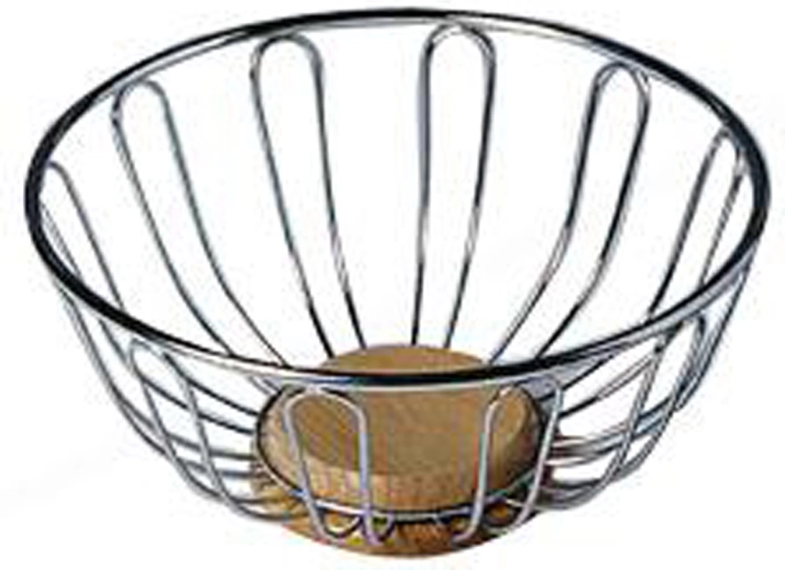 Frutero de alambre con base de madera 23,7 × 11,5 cm