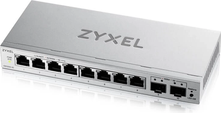 Zyxel GS1200-10 v3 – conmutador gigabit de 8 puertos con 2 uplinks SFP