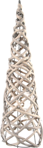 Cono decorativo de ratán con iluminación LED 40 cm, gris