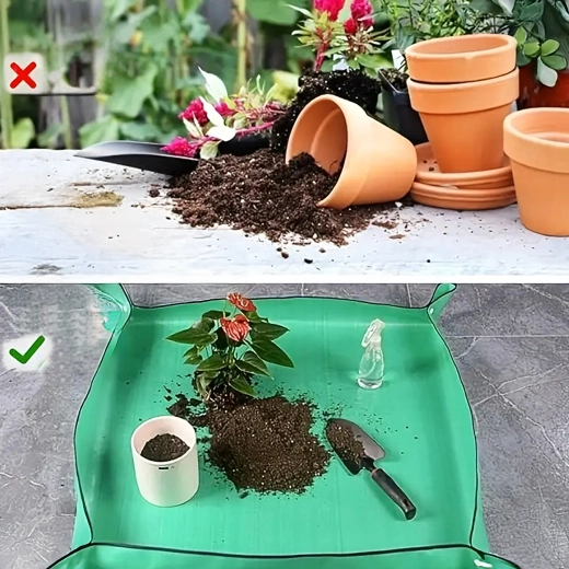 Alfombrilla plegable impermeable para trasplantar plantas 68 × 68 cm