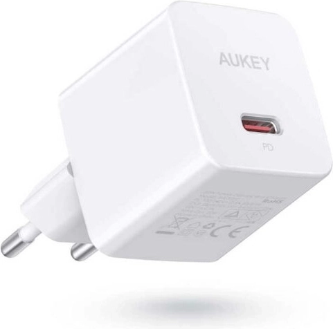 Mini cargador de pared Aukey USB‑C 20 W con Power Delivery, blanco