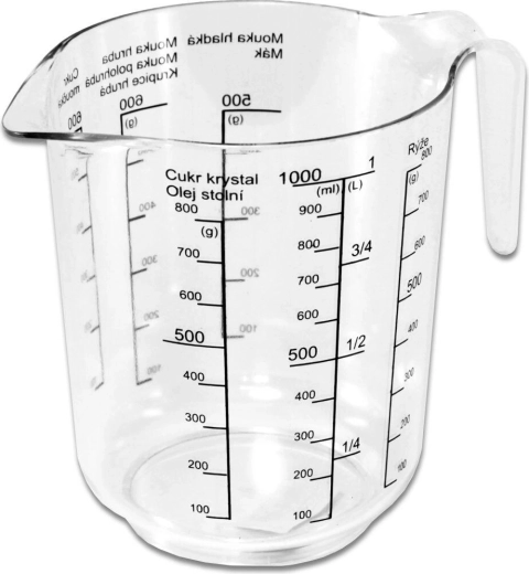Jarra medidora de 1 l con impresión, plástico transparente