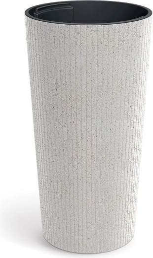 Maceta Lamia Slim Eco Wood 30 cm – blanca