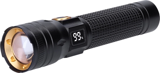 Linterna LED de bolsillo recargable Solight con pantalla 200 lm, zoom, Li-Ion