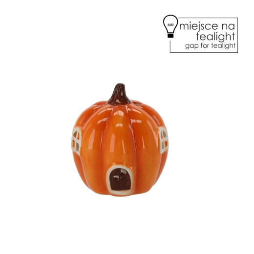 Figura de jardín, casita de calabaza con portavelas