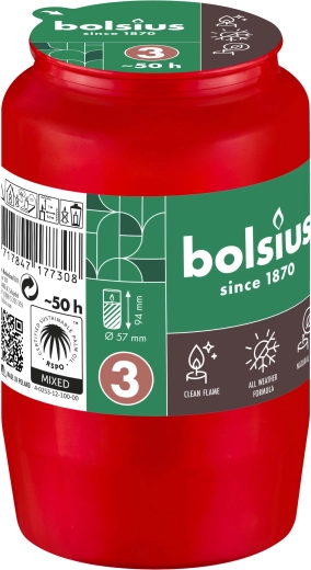 Recambio para farol de cementerio Bolsius 50 horas rojo