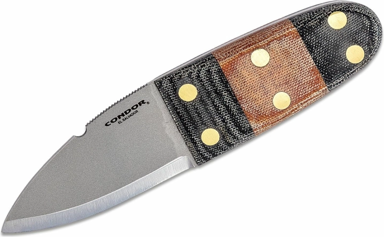 Cuchillo fijo Condor Primitive Bush 6,7 cm, micarta, funda de cuero