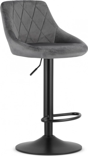 Taburete de bar giratorio con altura ajustable y reposapiés, terciopelo gris