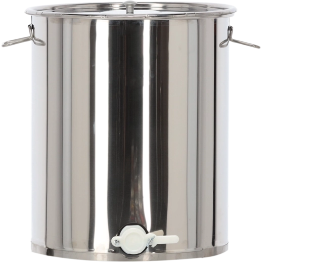 Madurador/decantador de miel de 60 l de acero inoxidable con grifo de plástico, tapa y asas