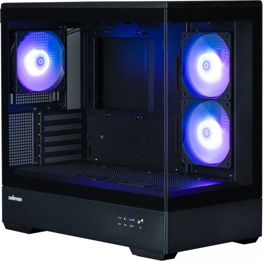 Caja de ordenador MicroATX mini tower con cristal panorámico y 3 ventiladores ARGB