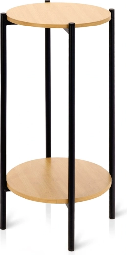 Mesa auxiliar redonda de metal con dos tableros 31 × 31 × 61 cm - 1 pieza