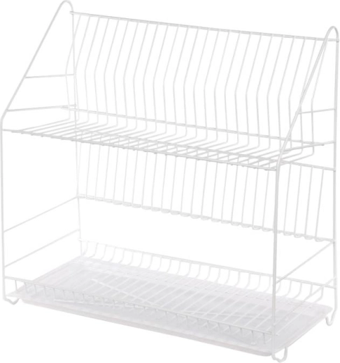 Escurreplatos de dos niveles para vajilla 50 cm blanco