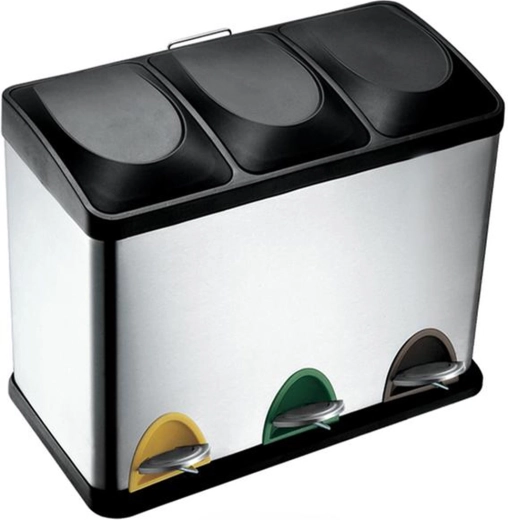 Papelera de acero inoxidable para residuos separados 45 l
