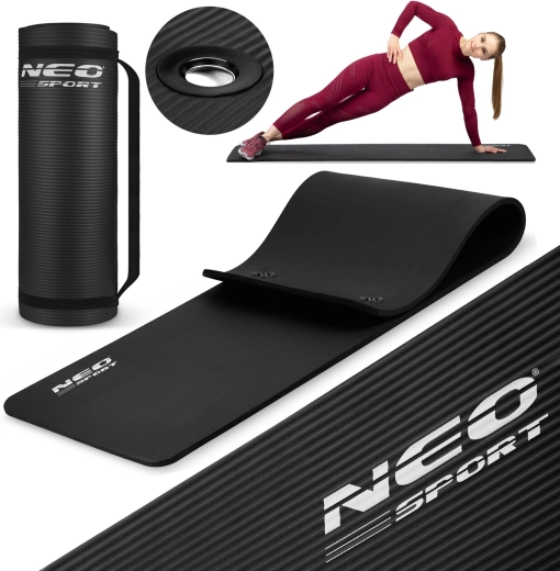 Esterilla de ejercicio con ojales 183 × 60 cm negra NEO SPORT