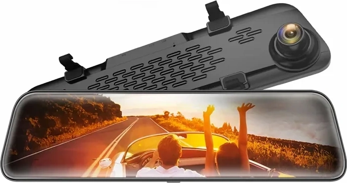 Cámara para salpicadero en espejo retrovisor WOLFBOX G840S 4K con GPS y tarjeta de 32 GB