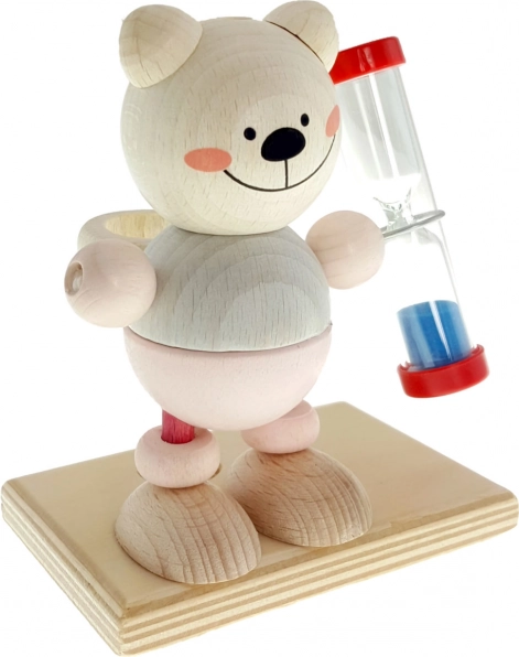 Soporte para cepillo de dientes con reloj de arena Osito rosa
