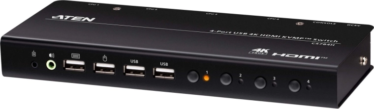 Conmutador KVMP USB HDMI de 4 puertos 4K