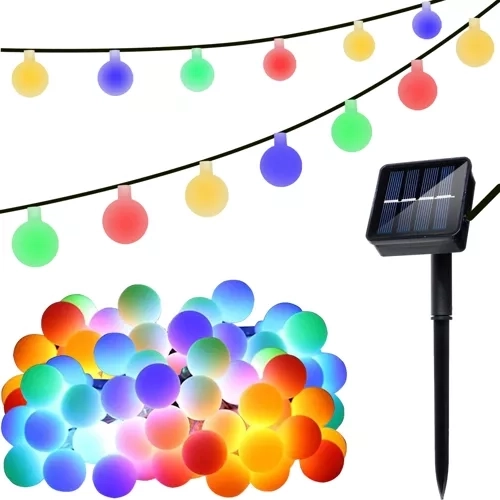 Guirnalda solar de 7 m con 50 bolas de colores GARDLOV, IP44