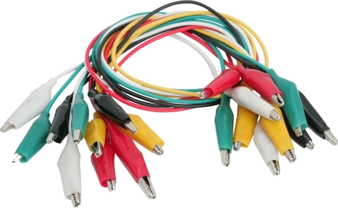 Juego de pinzas cocodrilo mini con cable, 10 unidades