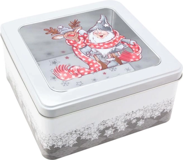 Lata metálica para dulces navideños Santa 18 × 18 × 8,6 cm
