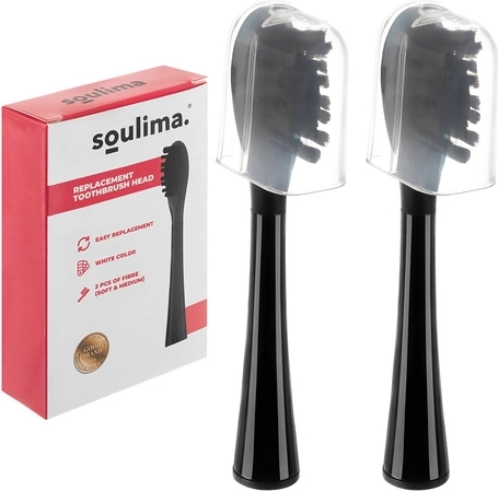 Cabezales de repuesto para cepillo dental sónico SOULIMA X800, negros, soft + medium, 2 uds.