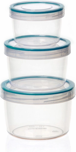 Juego de recipientes redondos para alimentos con junta, 3 uds