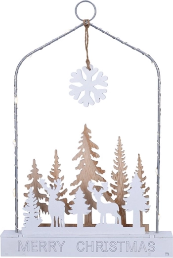 Decoración navideña colgante LED Solight, bosque con ciervos - 1 unidad
