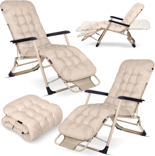 Tumbona de jardín plegable con cojín Sofotel ChillWell, set de 2 uds., beige