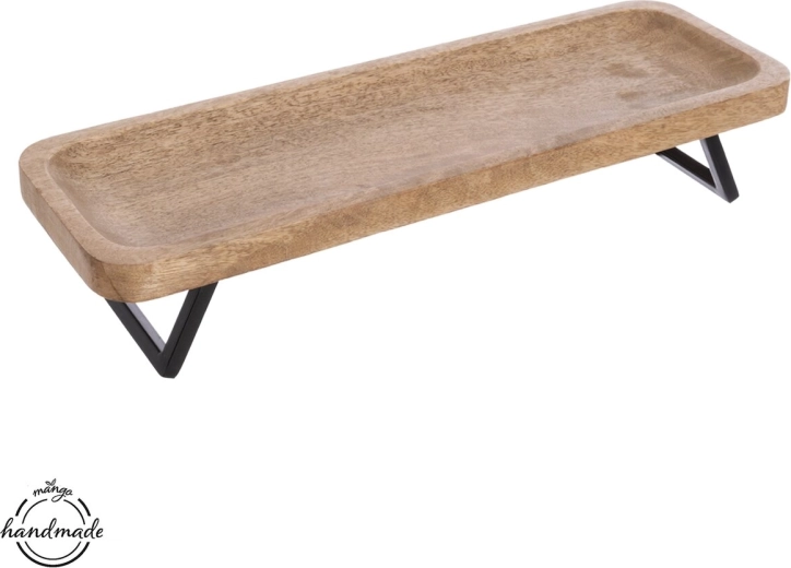Bandeja Mango de madera y metal 46 × 16 cm